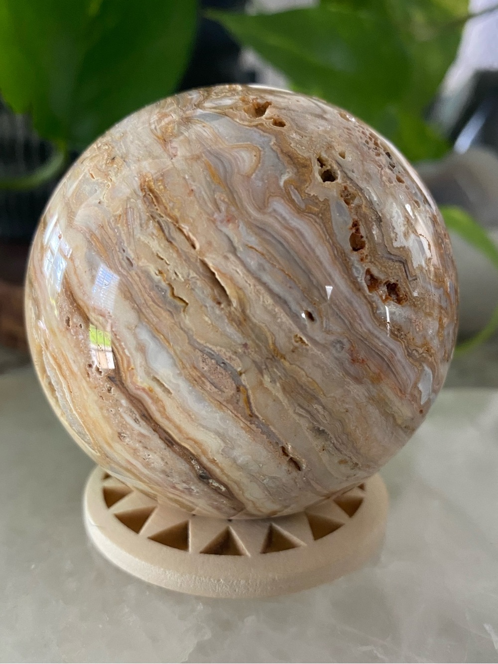 ✨ MEXICAN AGATE SPHERE — BANDINGS + DRUZY SPARKLE! ✨